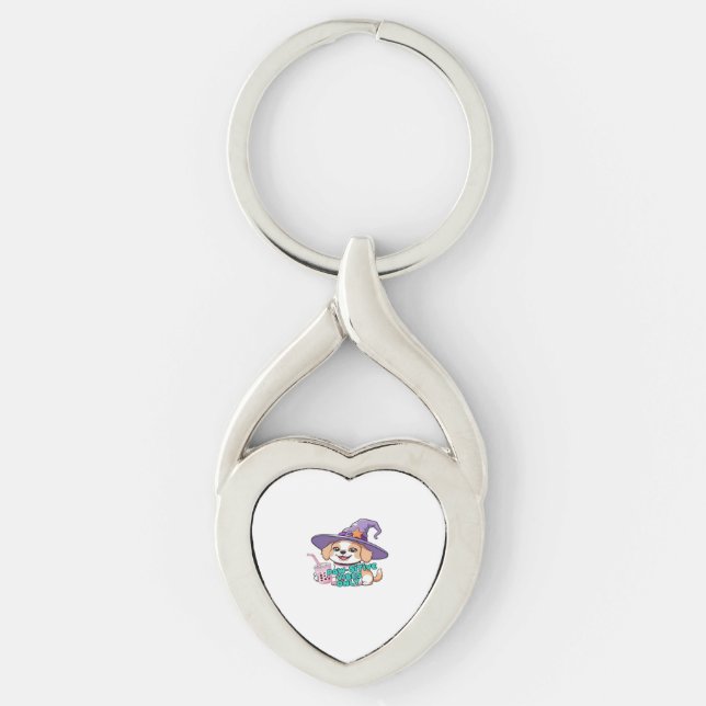 Paw-sitive Vibes Only – Cute Dog With Bubble Tea a Keychain (Front)