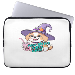 Paw-sitive Vibes Only – Cute Dog With Bubble Tea a Laptop Sleeve