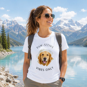 Paw-sitive Vibes Only Golden Retriever Photo Mom T-Shirt