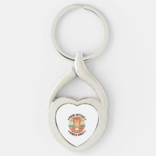 Paw-Sitive Vibes Only Meditating Cat Retro Design_ Keychain