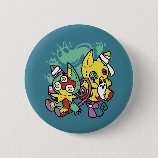 Paw-sitively Frightful | Monstrous Cats Halloween  2 Inch Round Button (Front)