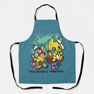 Paw-sitively Frightful   Monstrous Cats Halloween  Apron