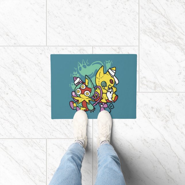 Paw-sitively Frightful | Monstrous Cats Halloween  Doormat (Indoor)