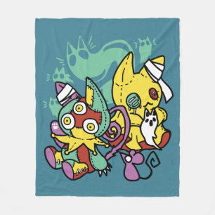 Paw-sitively Frightful Monstrous Cats Halloween Fleece Blanket