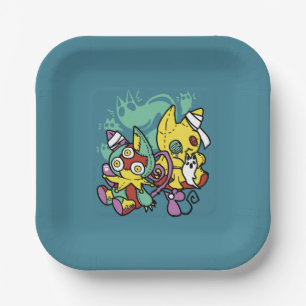 Paw-sitively Frightful Monstrous Cats Halloween Paper Plate