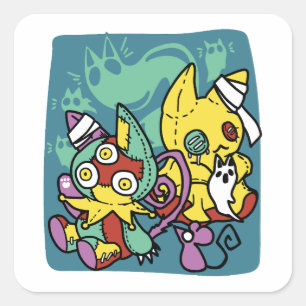 Paw-sitively Frightful   Monstrous Cats Halloween  Square Sticker
