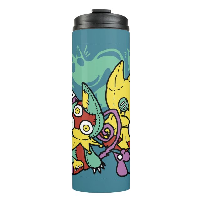 Paw-sitively Frightful | Monstrous Cats Halloween  Thermal Tumbler (Front)