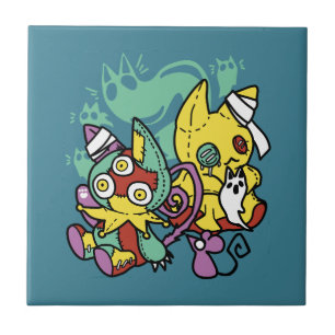 Paw-sitively Frightful   Monstrous Cats Halloween  Tile