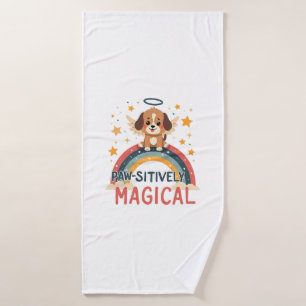 Paw-sitively Magical Puppy Vintage Rainbow Angel D Bath Towel