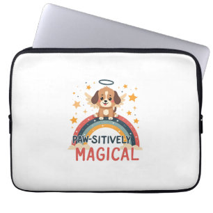 Paw-sitively Magical Puppy Vintage Rainbow Angel D Laptop Sleeve