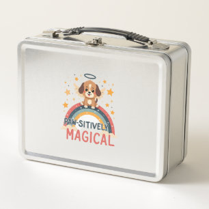 Paw-sitively Magical Puppy Vintage Rainbow Angel D Metal Lunch Box