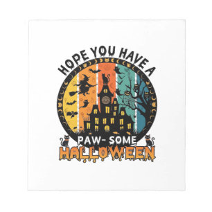 Paw Some Halloween Haunted House Witch Black Cats_ Notepad