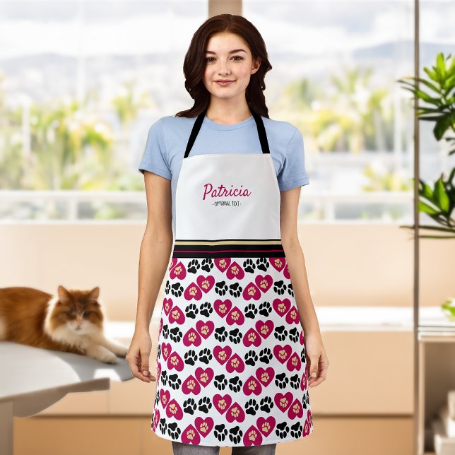 Paw-some Personalized Name Pet Paw Print Apron (Pet-Care in Style: Paw-some Personalized Paw Print Apron 🐶🐱)