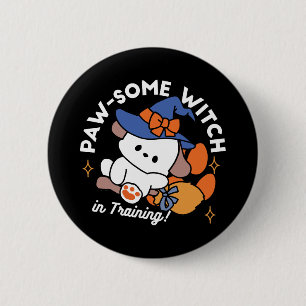 Paw-some Witch in Training – Cute Halloween Dog  2 Inch Round Button