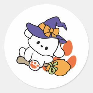 Paw-some Witch in Training – Cute Halloween Dog  Classic Round Sticker