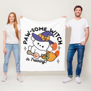Paw-some Witch in Training – Cute Halloween Dog  Fleece Blanket