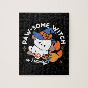 Paw-some Witch in Training – Cute Halloween Dog Jigsaw Puzzle