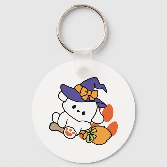 Paw-some Witch in Training – Cute Halloween Dog  Keychain (Front)