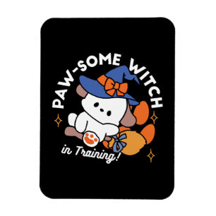 Paw-some Witch in Training – Cute Halloween Dog Magnet