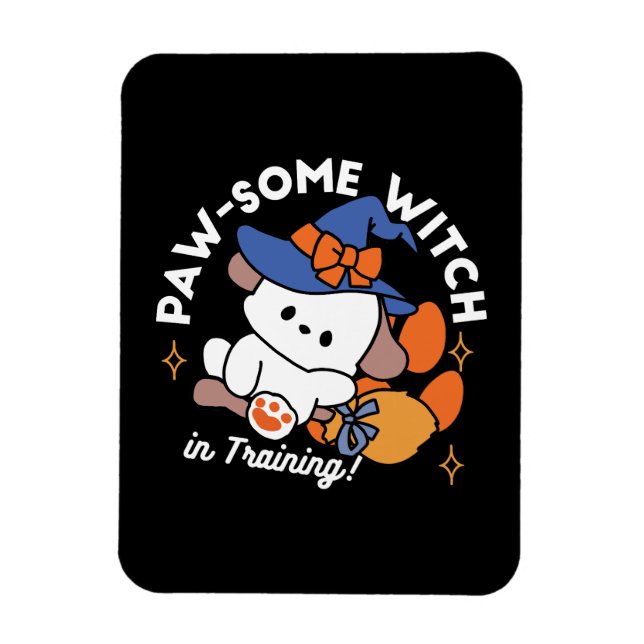 Paw-some Witch in Training – Cute Halloween Dog  Magnet (Vertical)