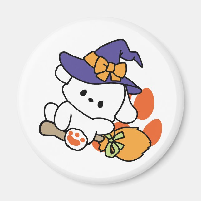 Paw-some Witch in Training – Cute Halloween Dog  Magnet (Front)