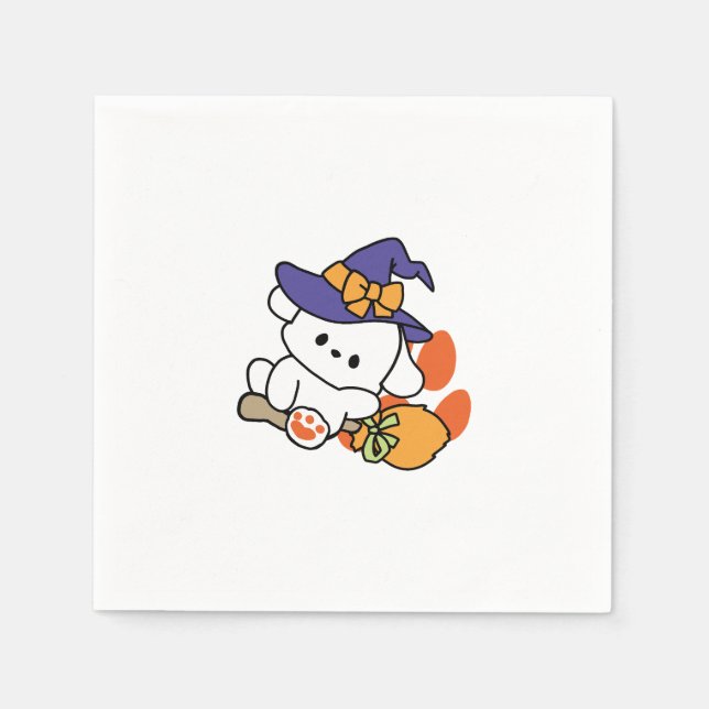 Paw-some Witch in Training – Cute Halloween Dog  Napkin (Front)