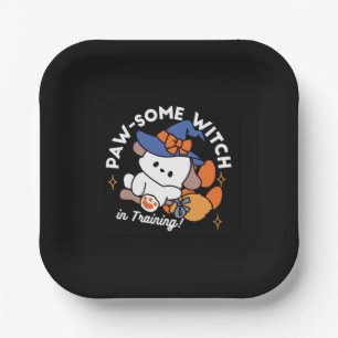 Paw-some Witch in Training – Cute Halloween Dog  Paper Plate