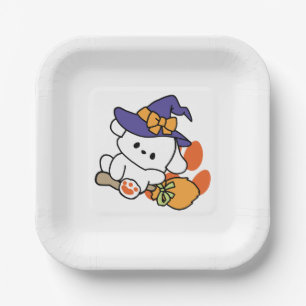 Paw-some Witch in Training – Cute Halloween Dog Paper Plate