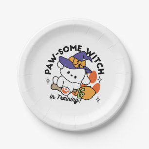Paw-some Witch in Training – Cute Halloween Dog  Paper Plate