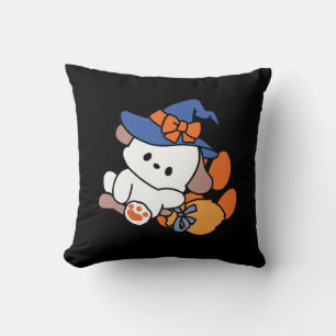 Paw-some Witch in Training – Cute Halloween Dog Throw Pillow