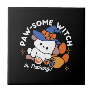 Paw-some Witch in Training – Cute Halloween Dog Tile