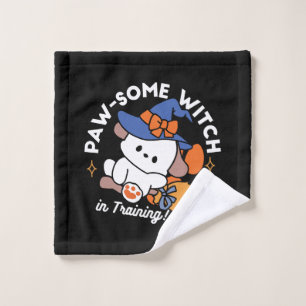 Paw-some Witch in Training – Cute Halloween Dog Wash Cloth