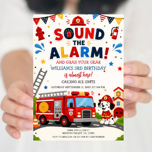 Paw Sound the alarm & Grab your gear Fire Birthday Invitation