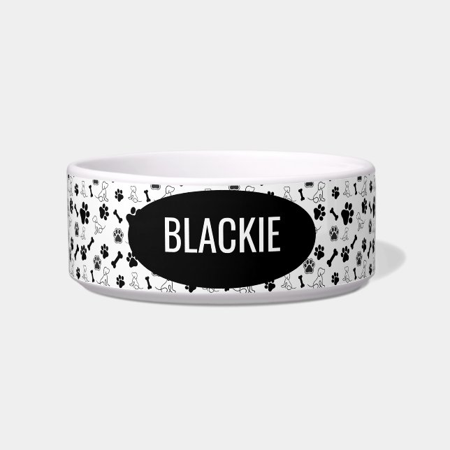 Paw Theme Dog Bowl with Name Custom (Front)
