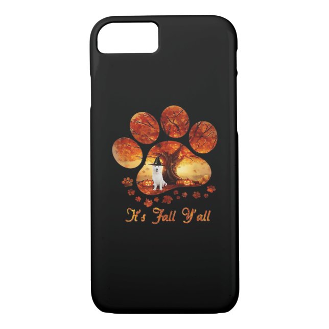 Paw Tree It’s Fall Y’all White Dog Case-Mate iPhone Case (Back)
