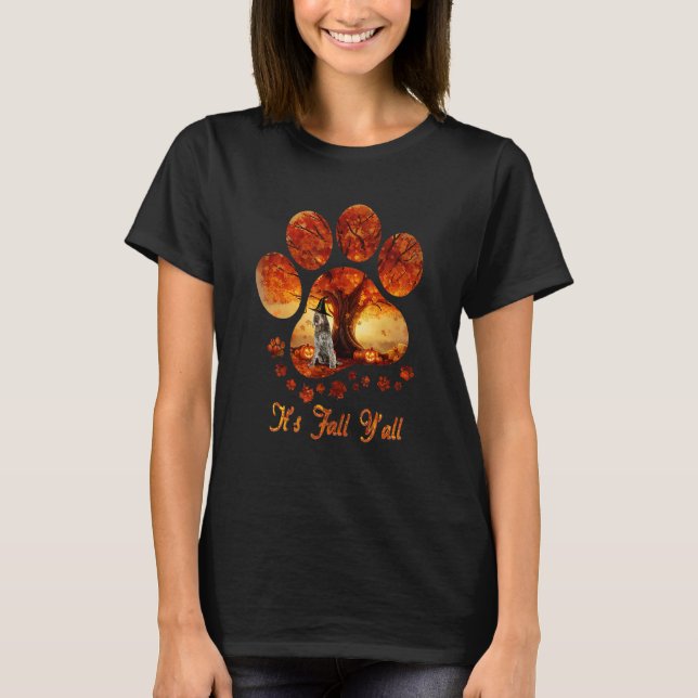 Paw Tree It's Fall Y'all Wirehaired Pointing Griff T-Shirt (Front)