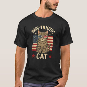 Paw triotic Funny Cat design 4th of July USA Flag T-Shirt