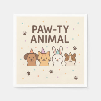 Paw-ty Animal- Cute Pet Birthday Party  Napkin