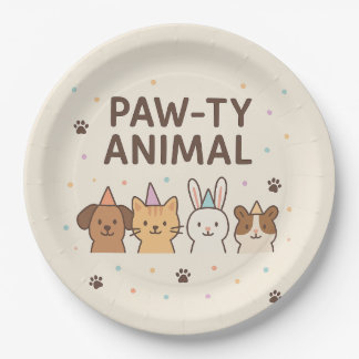Paw-ty Animal- Cute Pet Birthday Party  Paper Plate