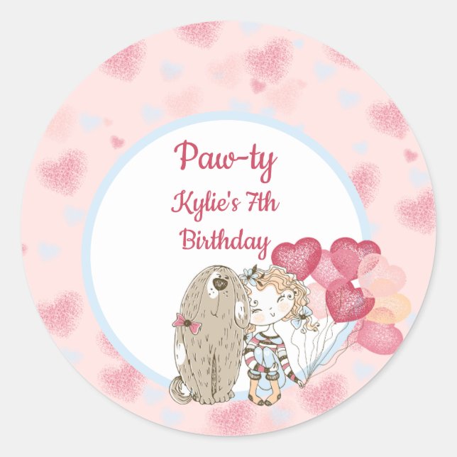 Paw-ty Dog Birthday Party Sticker (Front)