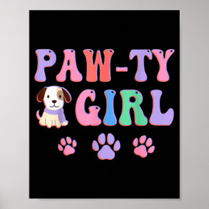 Paw-ty Girl Dog Lover 1st 2nd 3rd 4th 5th Birthday Poster