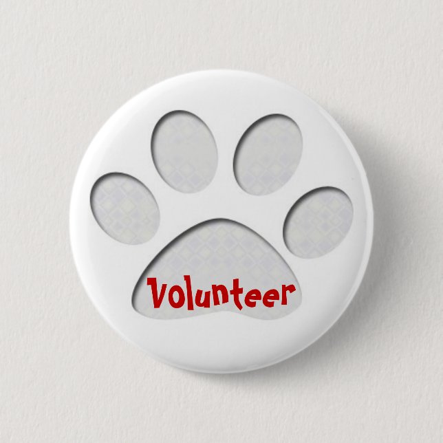 paw, Volunteer 2 Inch Round Button (Front)