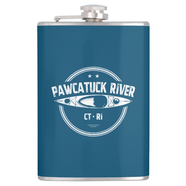 Pawcatuck River Connecticut Rhode Island Kayaking Hip Flask (Front)
