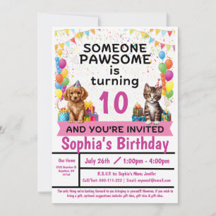 Pawesome Party; Kitties and Puppies Invitation