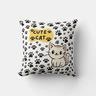 Pawfectly Cute Cat Throw Pillow