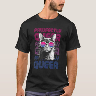 Pawfectly Queer Cat With Sunglasses Bisexual Prid T-Shirt