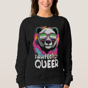 Pawfectly Queer  Panda With Sunglasses Aromantic F Sweatshirt