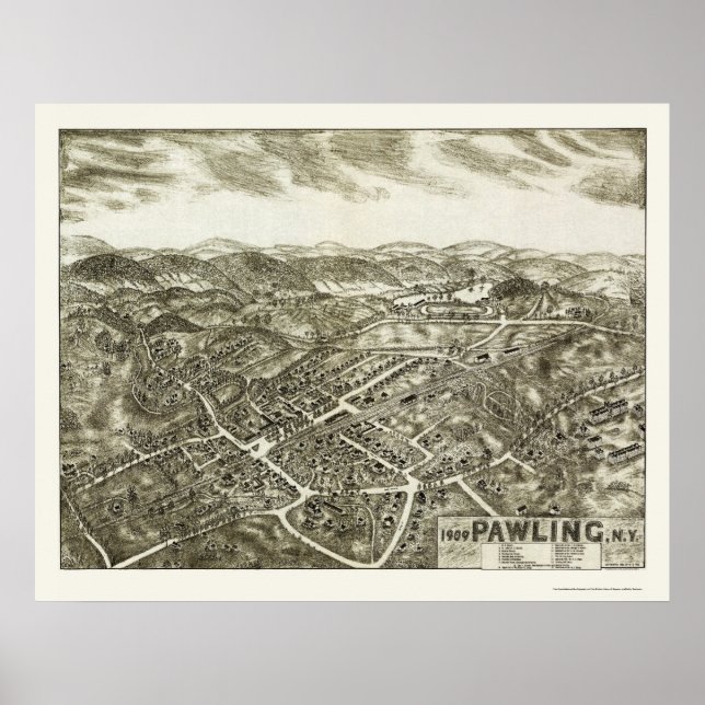 Pawling, NY Panoramic Map - 1909 Poster (Front)