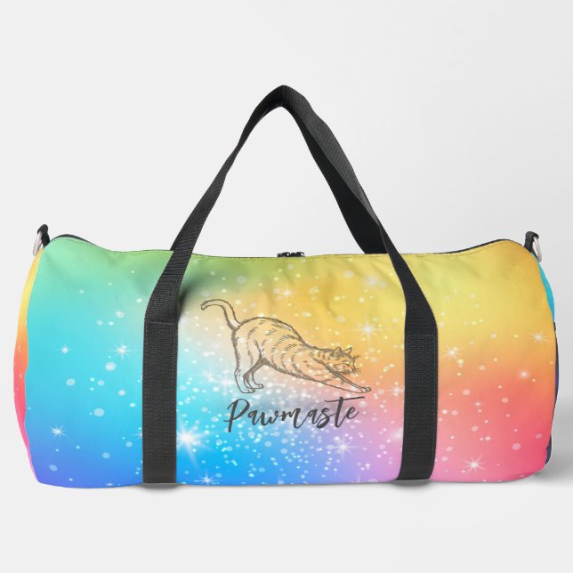 Pawmaste Cat Yoga Large Duffel Bag (Front)