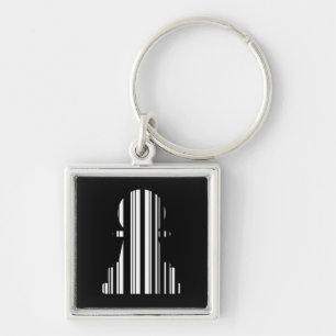 PAWN BAR CODE Chess Piece Pattern Design Keychain